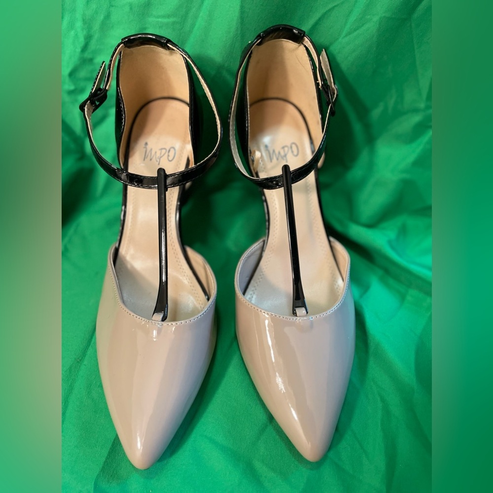 Worn once excellent condition IMPO beige and black heels size 9 M